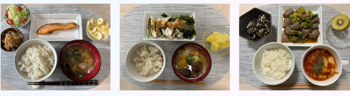 体重60kg台女性の1日の食事例